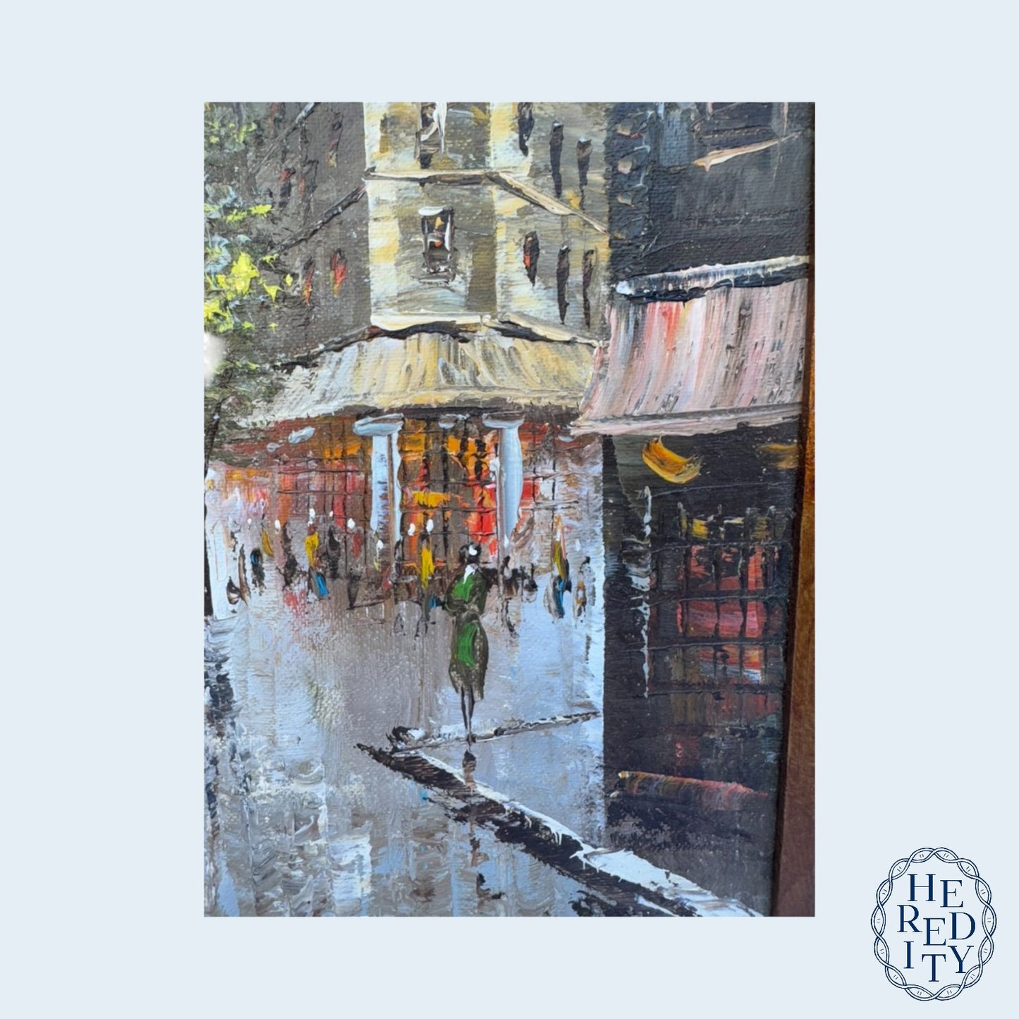 Parisian Street Scene Post Impressionist Original Oil Painting by Fontaine; Signed and Framed