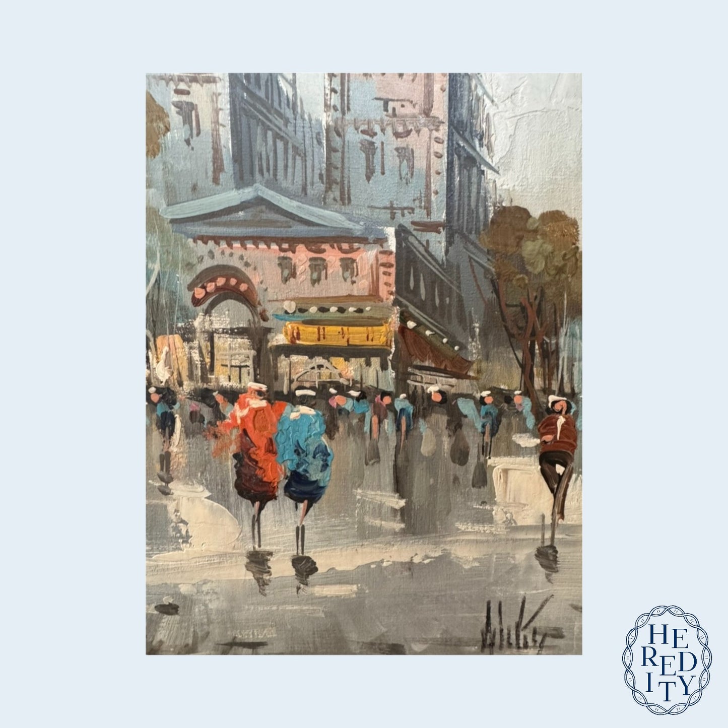Antonio DeVity Parisian Street Scene Post Impressionist Original Oil Painting Framed, Signed and Stamped