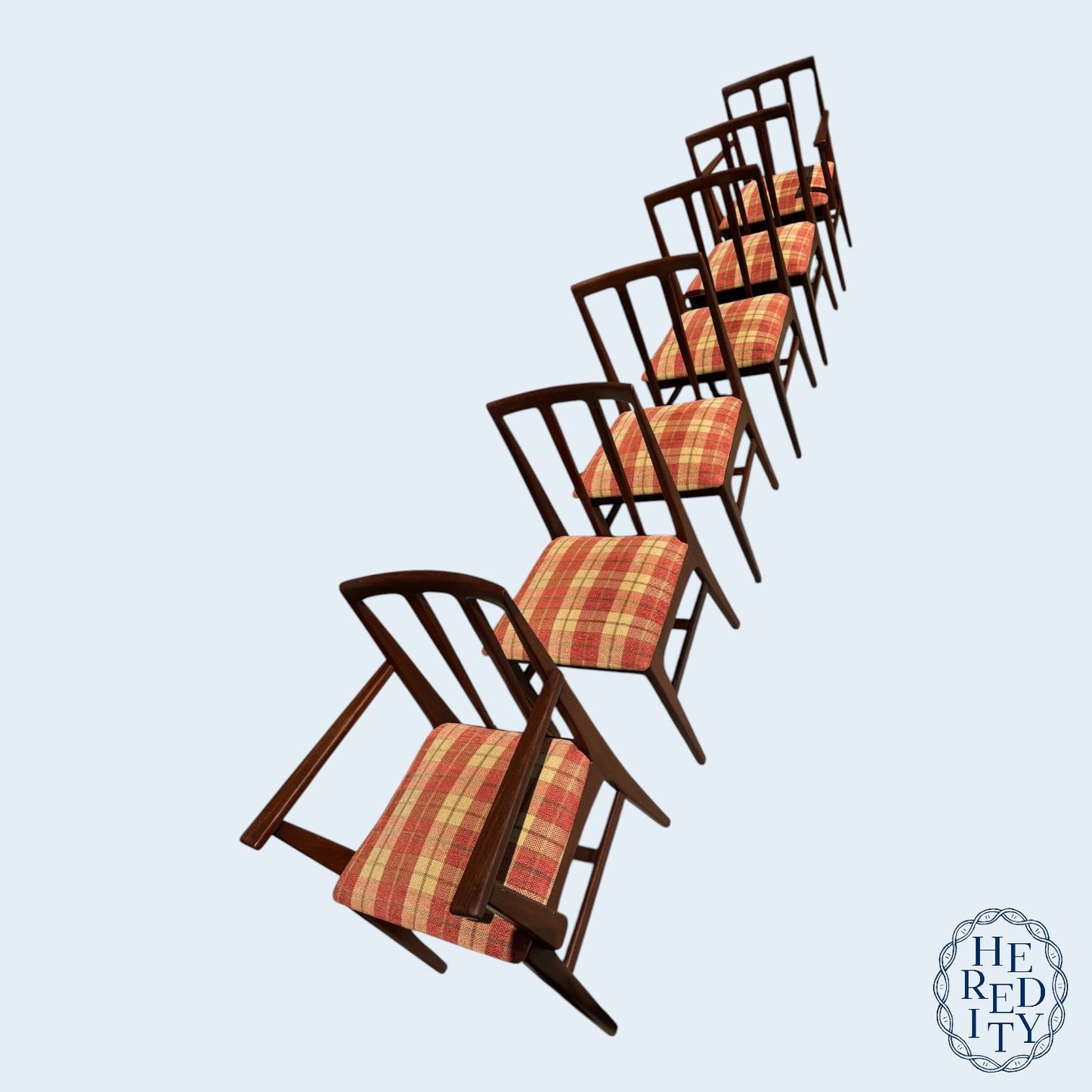 Set of Six British Mid-Century Afromosia Teak Volnay Dining Chairs by A. Younger LTD