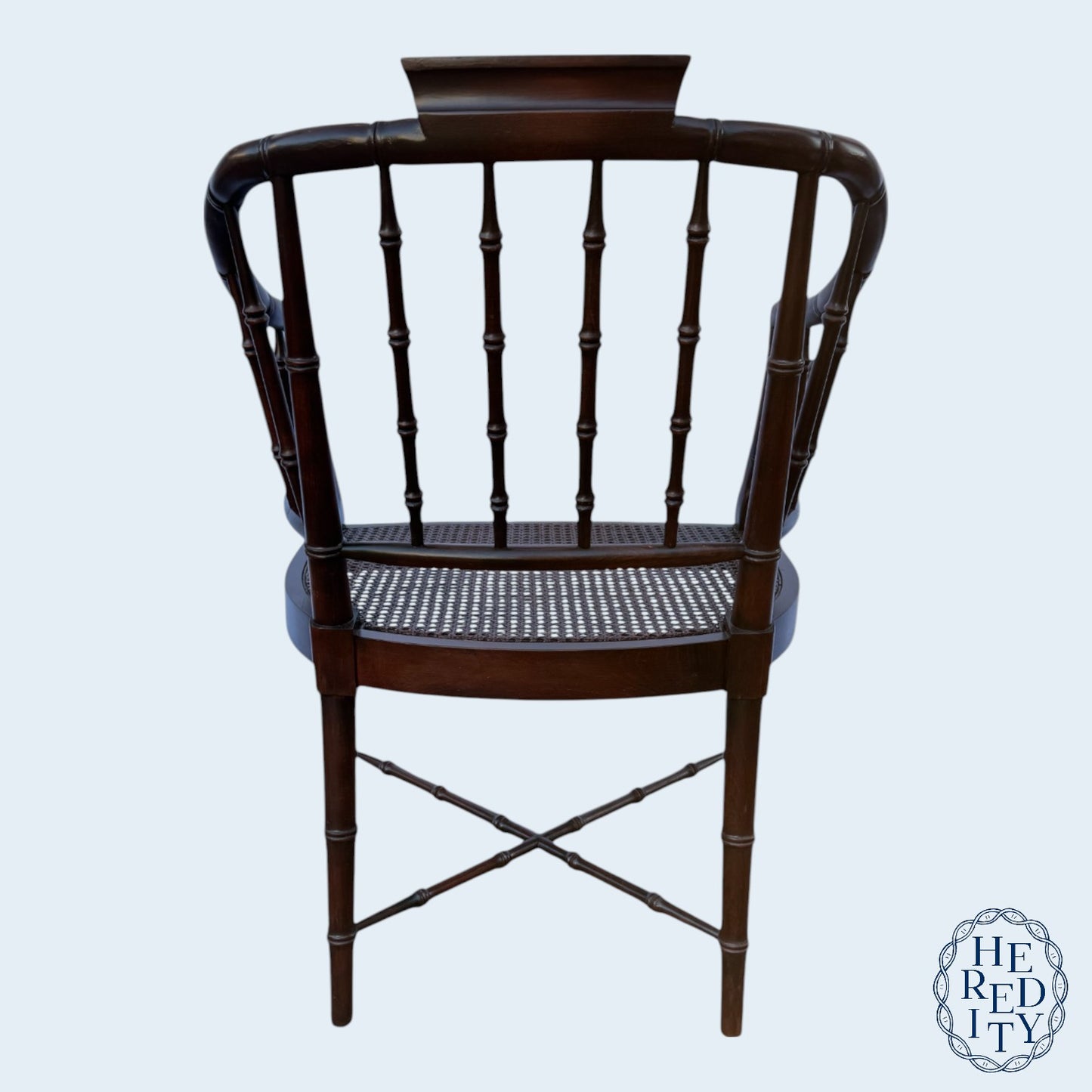 Vintage Century Furniture Faux Bamboo Caned Seat Regency Style Tub Chair