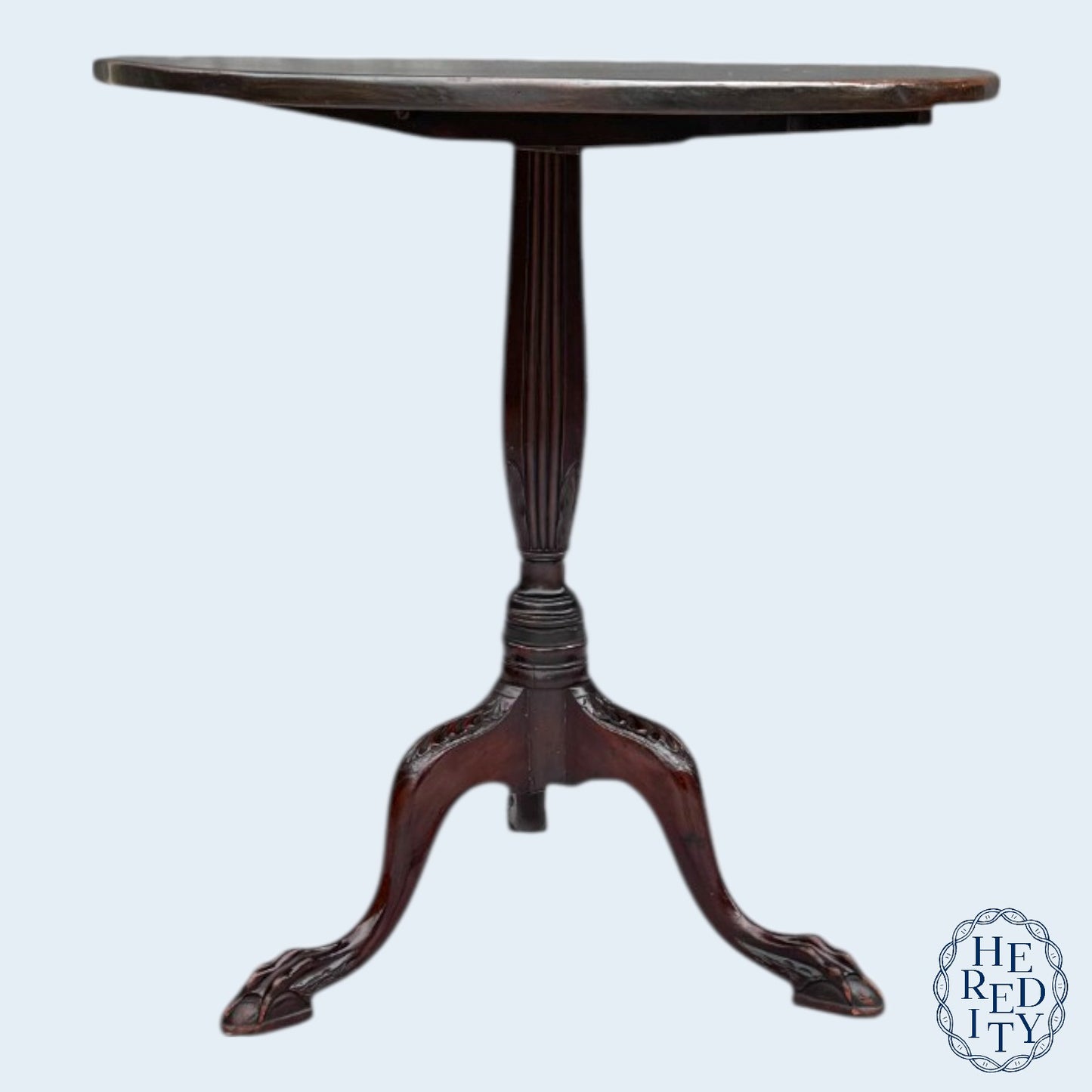 Antique British Carved Mahogany Georgian Tilt Top Tea Table