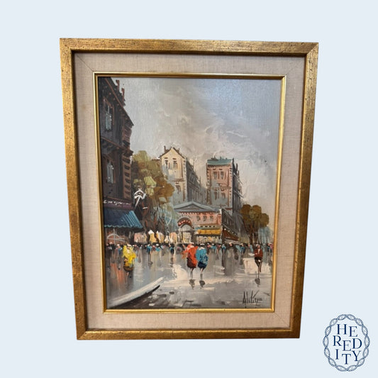 Antonio DeVity Parisian Street Scene Post Impressionist Original Oil Painting Framed, Signed and Stamped