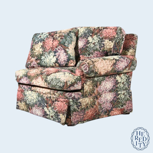 Vintage Sherrill Upholstered Oversized Armchair in Floral Tapestry