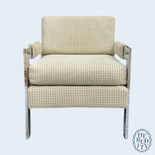 Chrome Milo Baughman Style Mid-Century Modern Lounge Chair by Rowe