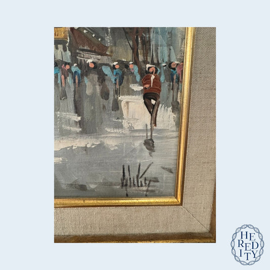 Antonio DeVity Parisian Street Scene Post Impressionist Original Oil Painting Framed, Signed and Stamped