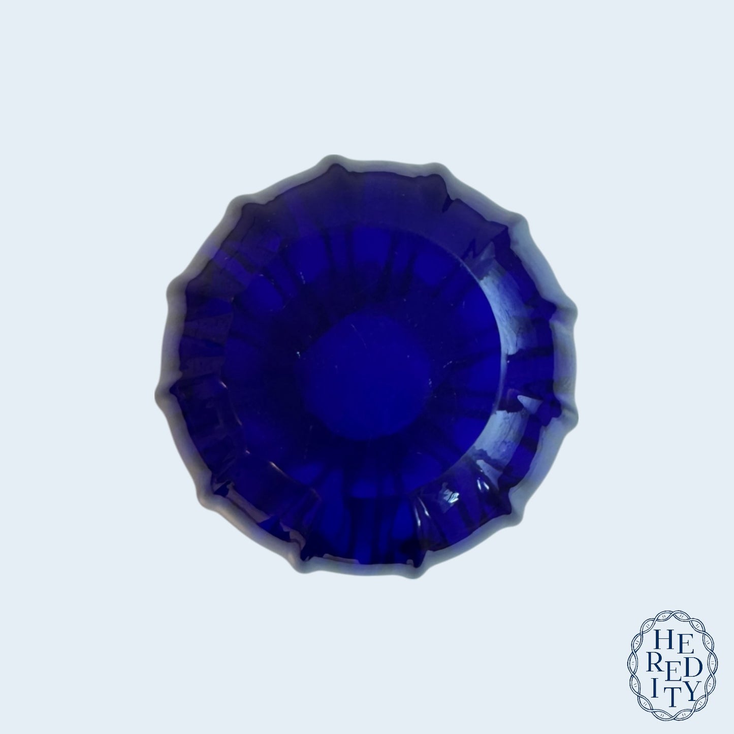 Vintage Cobalt Blue Hand-Blown Glass Fluted Vase