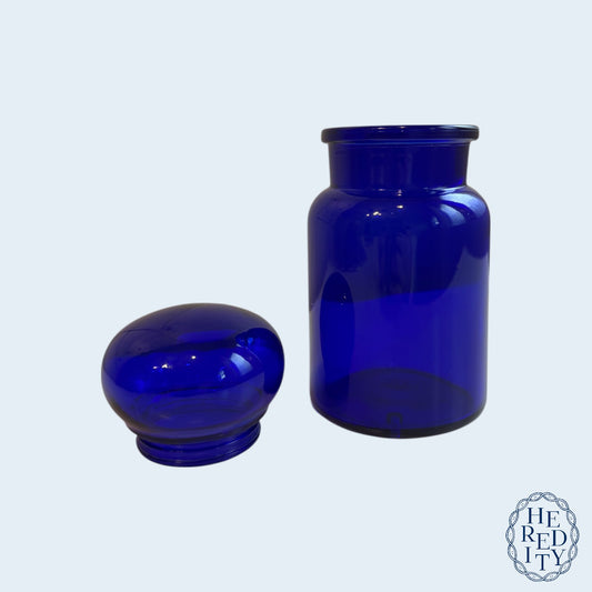 Vintage Belgian Cobalt Blue Apothecary Jar with Rounded Stopper