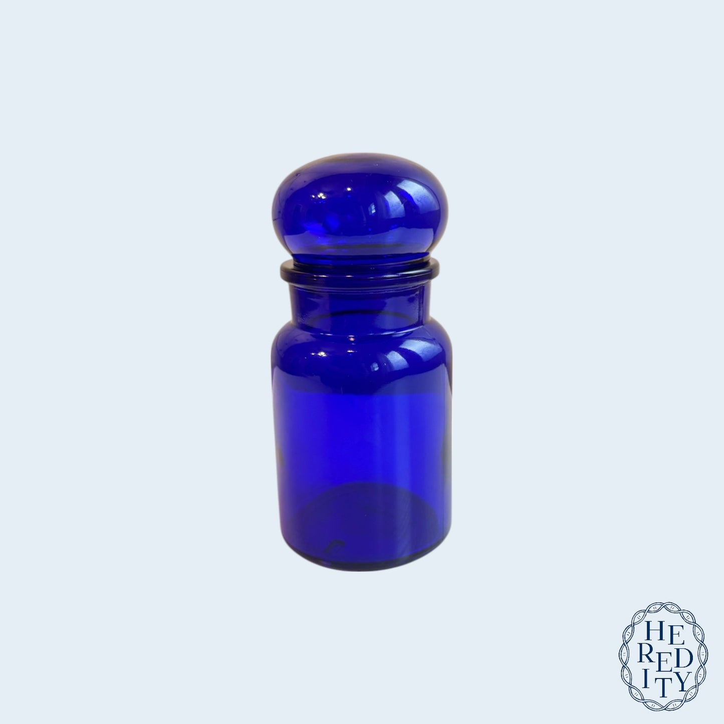 Vintage Belgian Cobalt Blue Apothecary Jar with Rounded Stopper