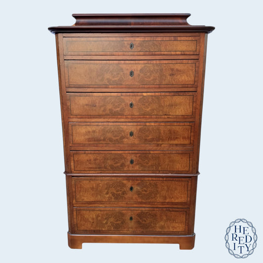 19th Century Danish Biedermeier Highboy (Semainier) Chest of Drawers