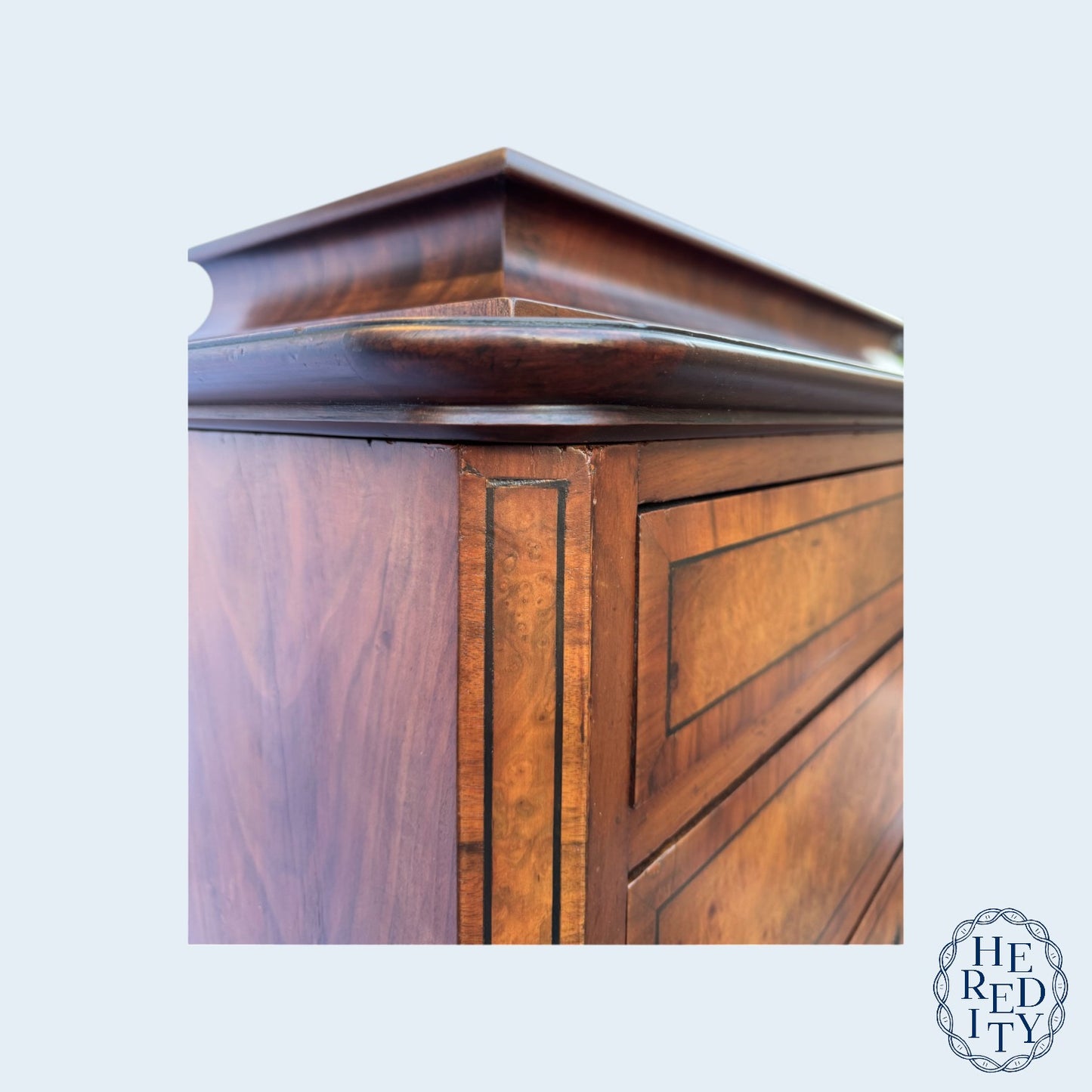 19th Century Danish Biedermeier Highboy (Semainier) Chest of Drawers