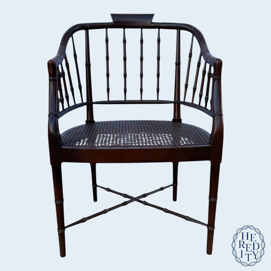 Vintage Century Furniture Faux Bamboo Caned Seat Regency Style Tub Chair