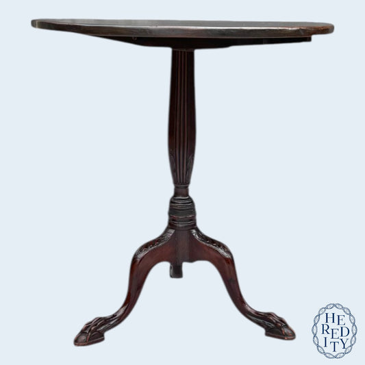 Antique British Carved Mahogany Georgian Tilt Top Tea Table