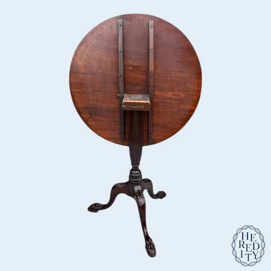 Antique British Carved Mahogany Georgian Tilt Top Tea Table