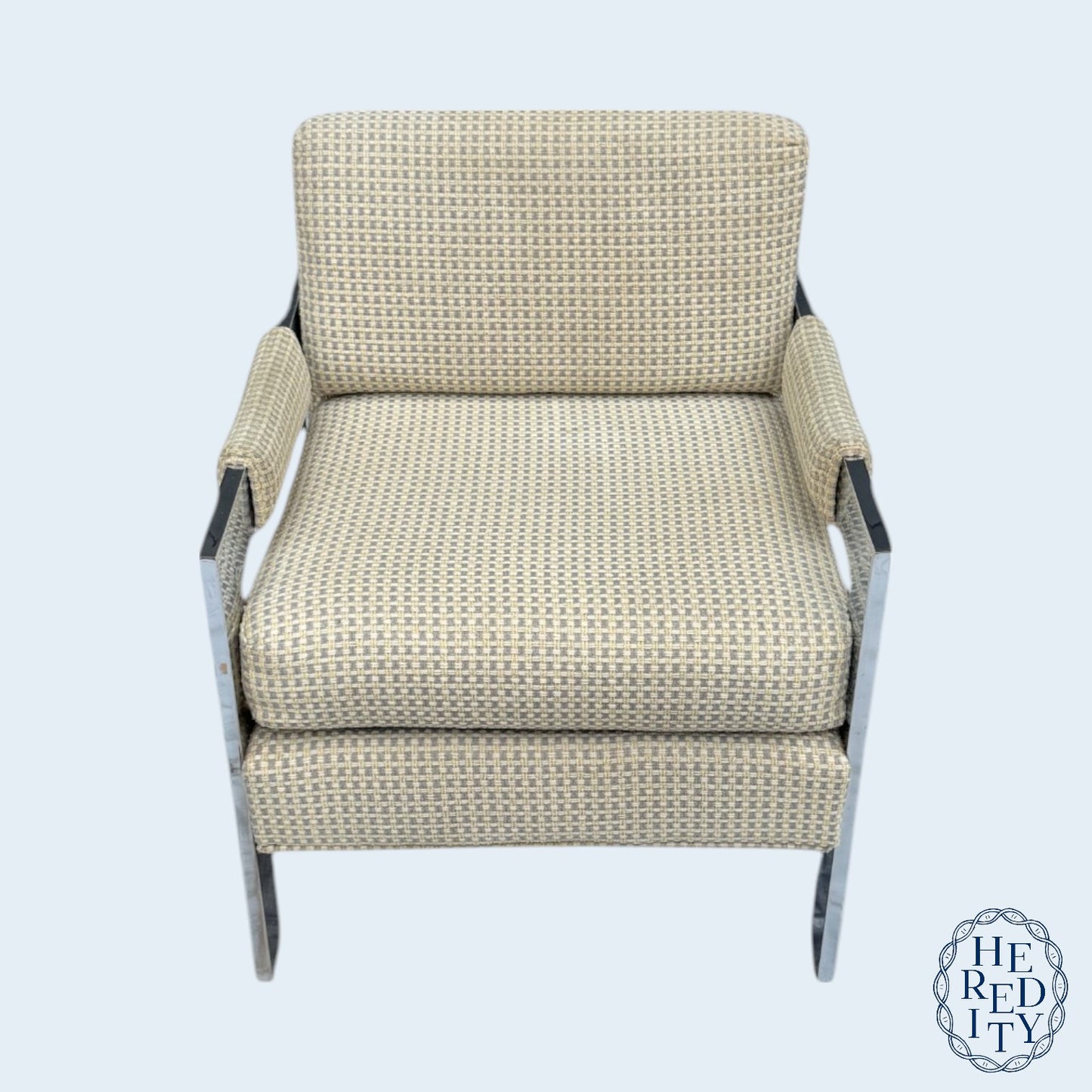Chrome Milo Baughman Style Mid-Century Modern Lounge Chair by Rowe