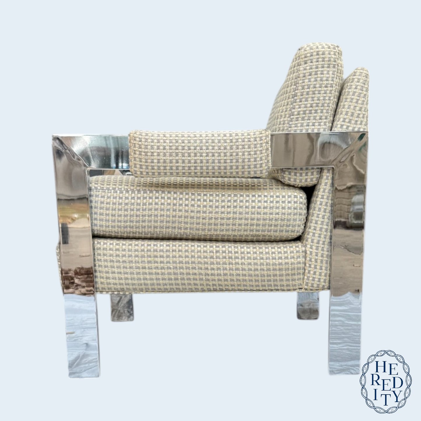 Chrome Milo Baughman Style Mid-Century Modern Lounge Chair by Rowe
